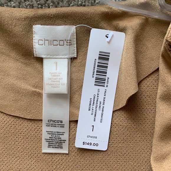 NWT Chico's Faux Suede Perforated Jacket - Size 1(Small) - Picture 6 of 9